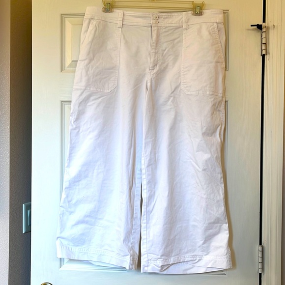 Chaps Pants - Chaps Wide Leg White Crop Jeans